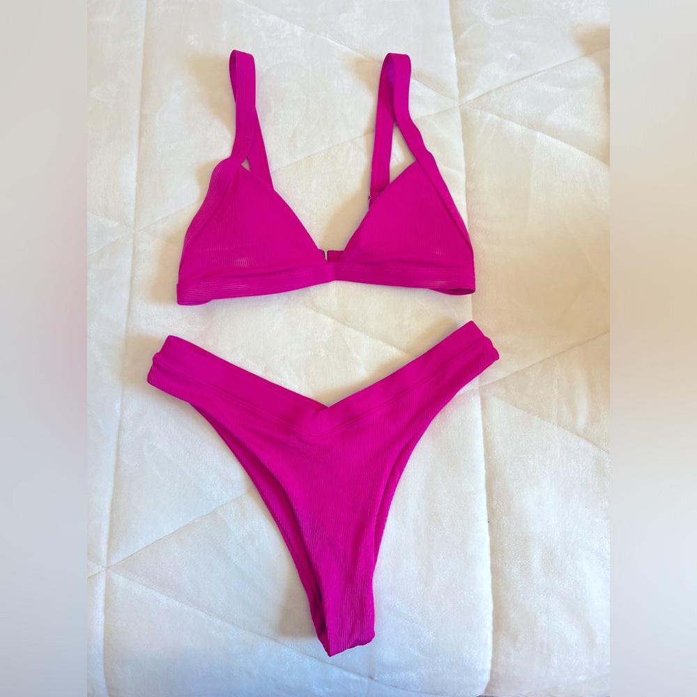 SHEIN hot pink two piece bikini